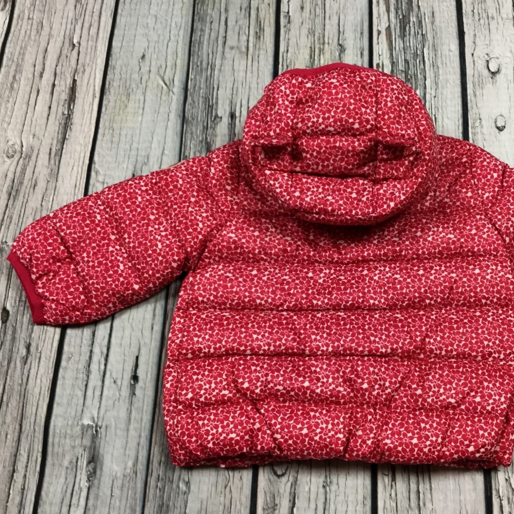 Gap Girls 0 6 Month Red Floral Down Fill Coat - Picture 5 of 8